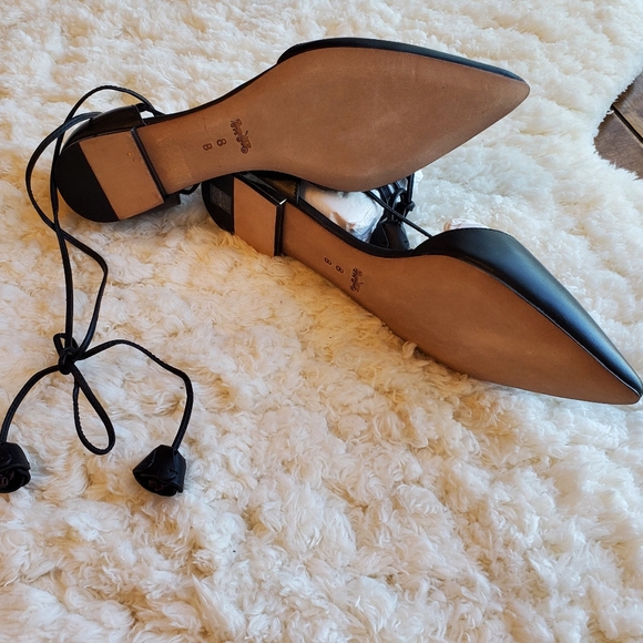 COACH black Johnson Ghillie Lace Pointy Toe Flats - Picture 7 of 8